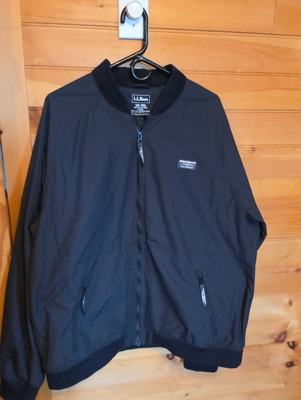 L.L. Bean Men's Black Bomber Jacket with Zip Pockets